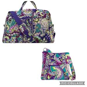 SET of 2 LIKE NEW Vera Bradley Large Travel Duffel Bag Weekender Crossbody